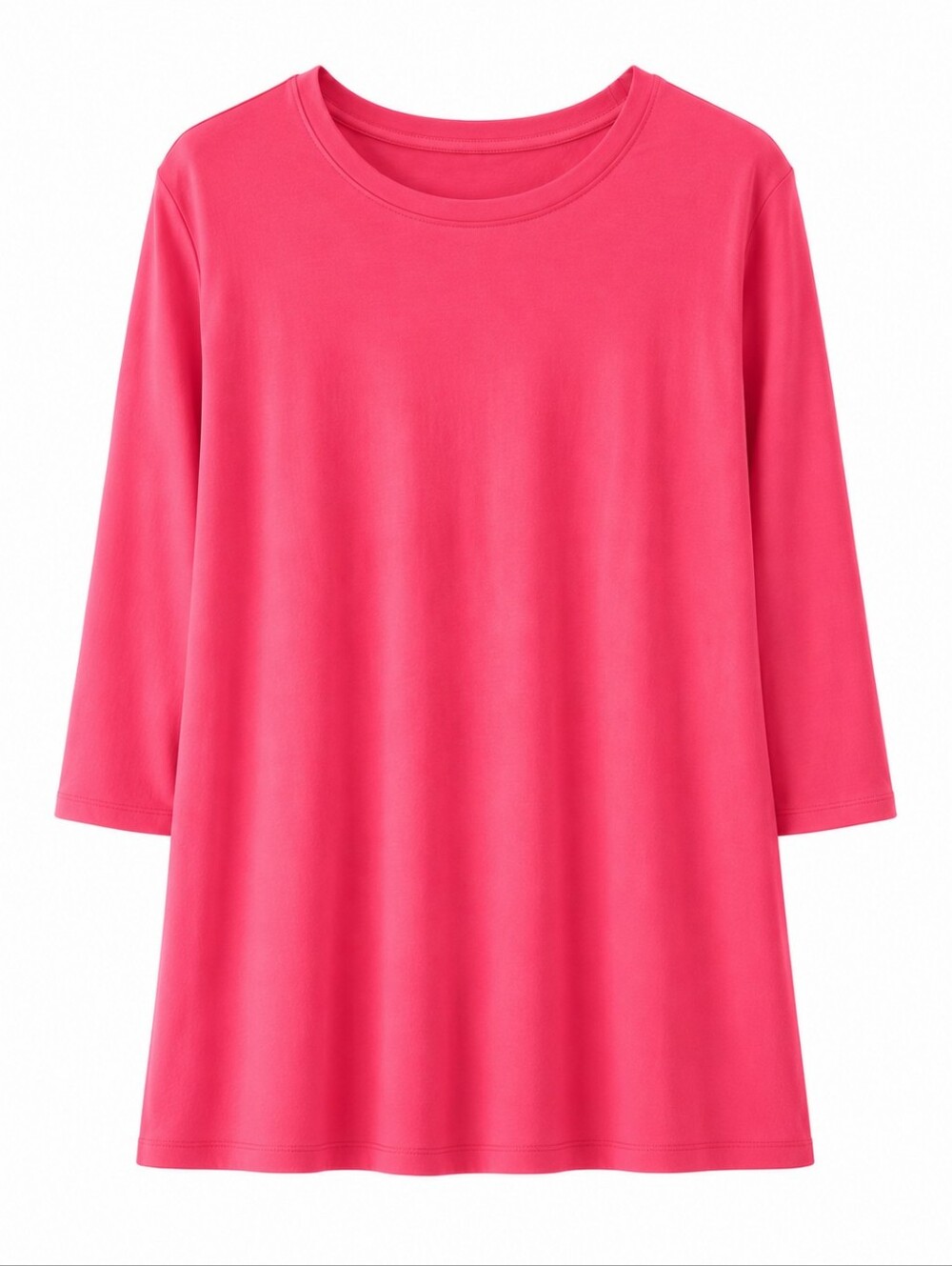 Lands' End Rouge Pink Supima Cotton Relaxed Fit Crew neck Tunic 1X 16W-18W